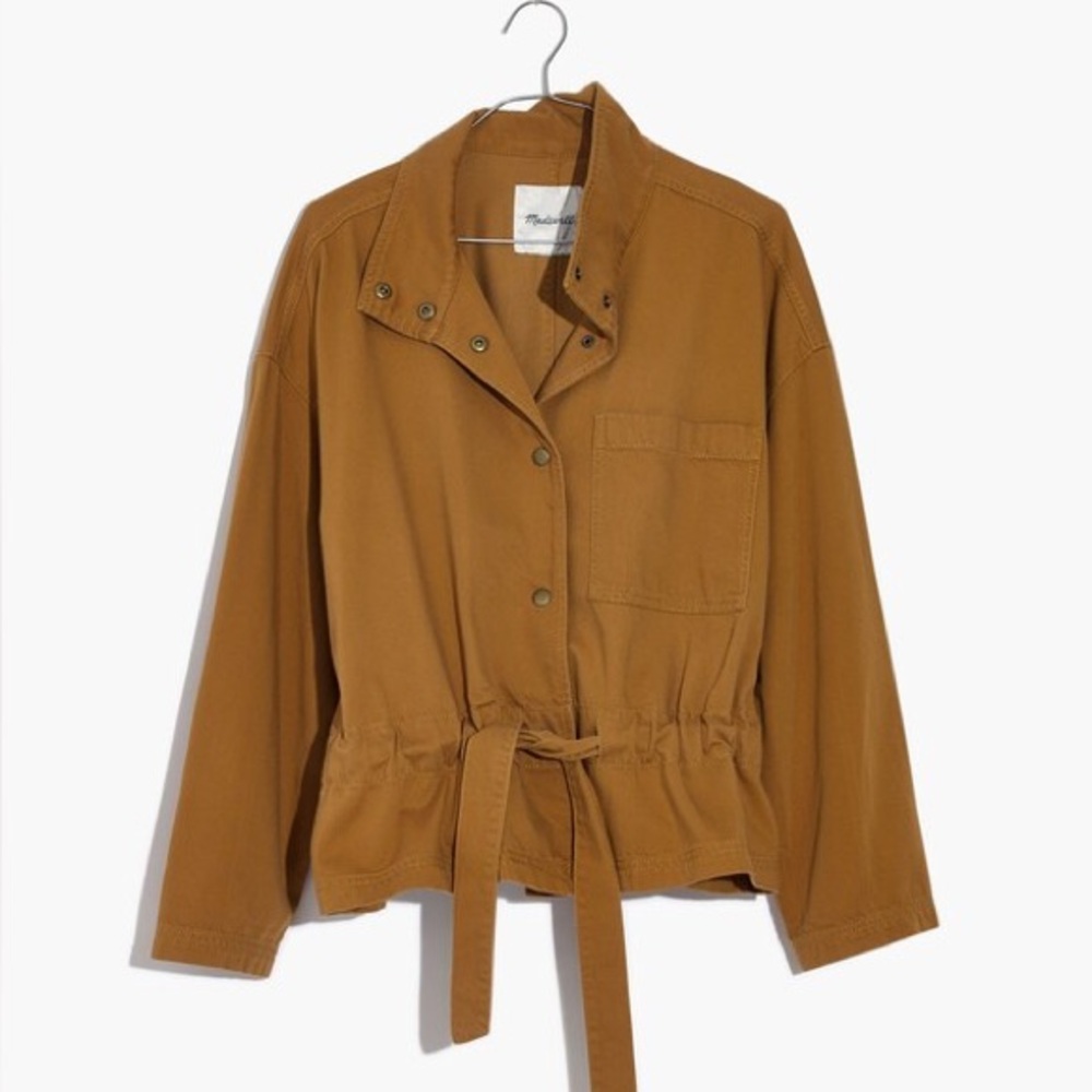 Madewell Southlake Military Jacket Waist Tie Utility Field Minimalist Tan Size L - Picture 10 of 10
